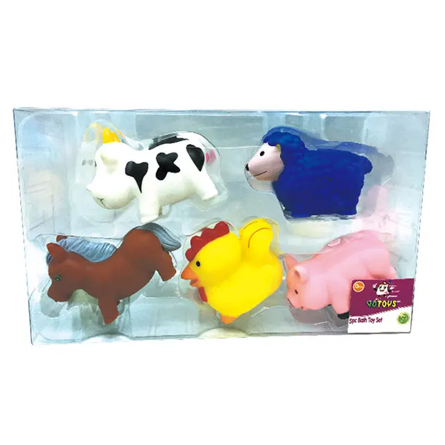 Factory Farm Animal Toy Bulk Soft Plastic Animal Toy Goat Pvc Squeeze Squirt Bath Toy Set for Kids