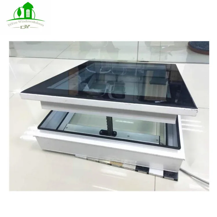 Electric Automatic Roof Sky Light Window Design Swing Aluminum Alloy Fiberglass Vertical Magnetic Screen 4/5mm Double Layer