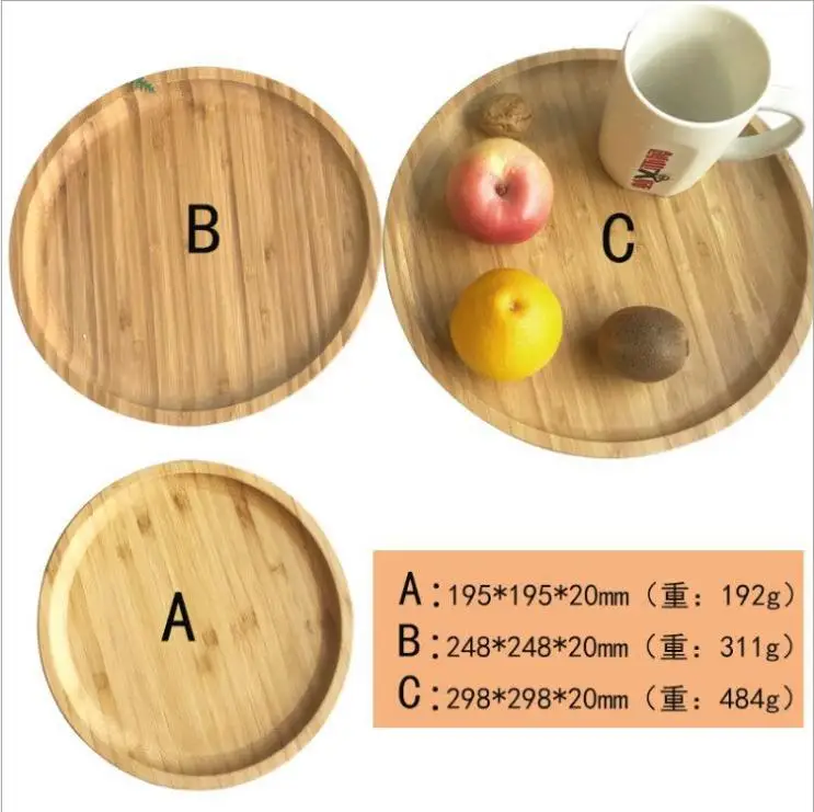 Bamboo round tray fruit plates tray