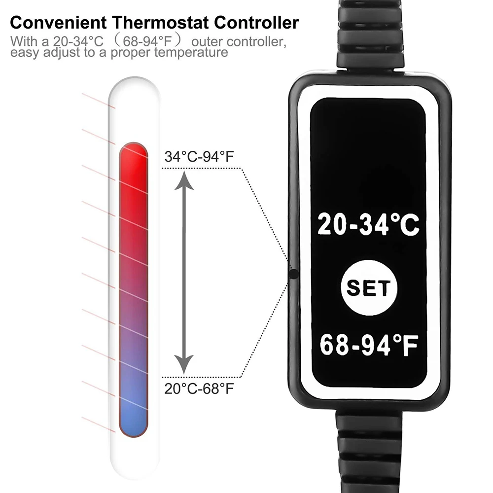 Seabillion Submersible Fish Tank Heater H7 200W Compact Reliable Aquarium Betta Heat-Resistant Milky Quartz Made