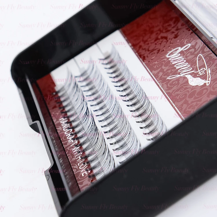 
Synthetic fiber 5d mink individual flare cluster pre made fans volume eyelashes 