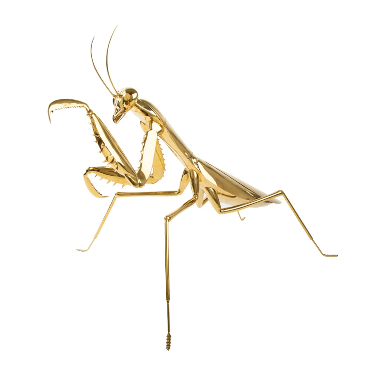 famous large gold plating mantis art home decoration metal abstract garden sculptures