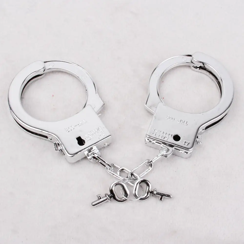 
Cheap police pretend playing toy hinged handcuffs for party 