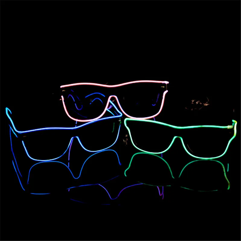 LED Glasses Light Up Shutter Shaped Sunglasses Neon EL Wire Glasses  in Dark Rave Costume Party