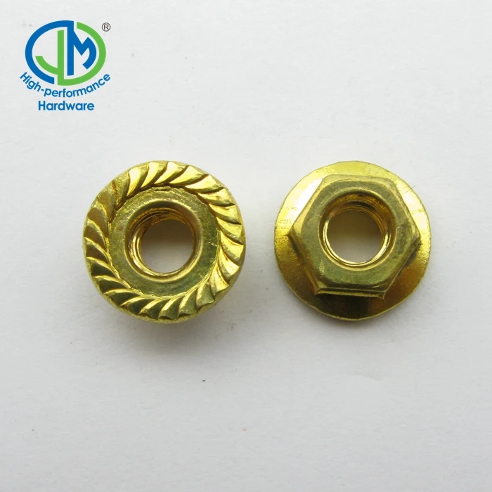 DIN 6923 Hex Flange Nut With Serrated M8 Yellow Zinc Plated