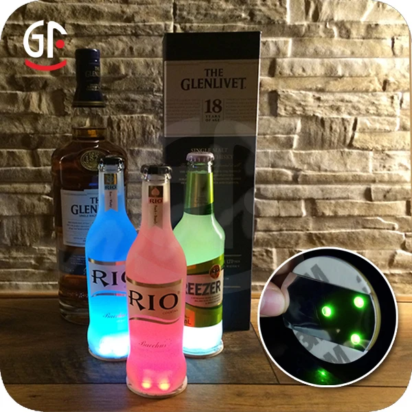Ce,Rohs Approval Wine LED Sticker With 3M Round Led Light Base For Glass Cup or Bottle