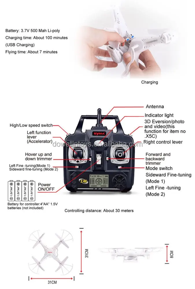 2.4Ghz 6-Axis Gyro RC Quadcopter Drone RTF UFO with 2MP HD Camera