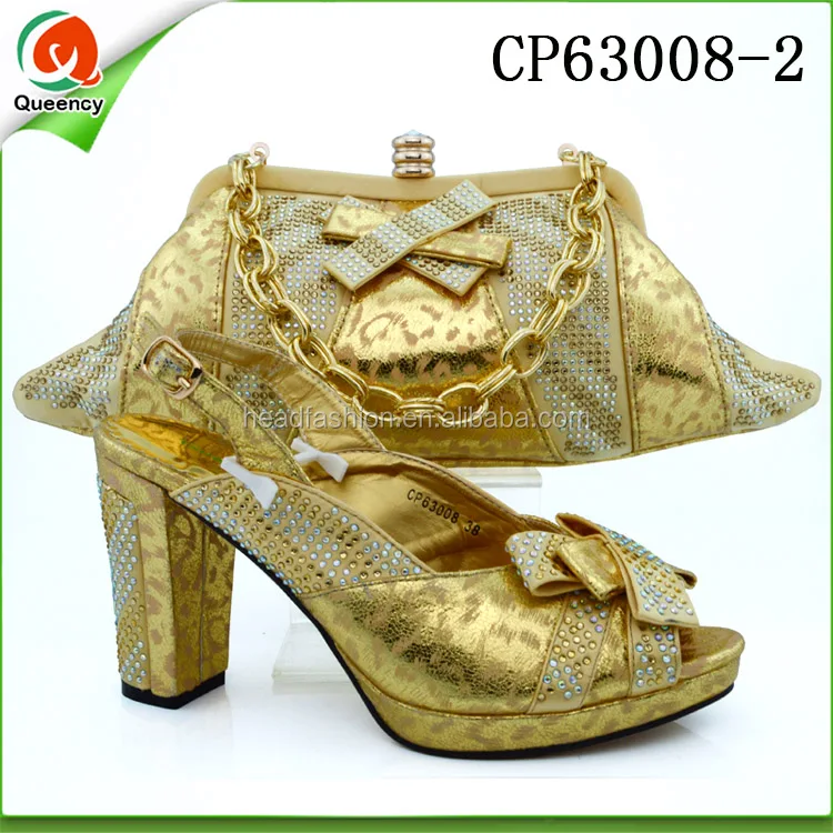 CP63008 Queency 2017 latest high-class handbag, italian shoes and bag set for women