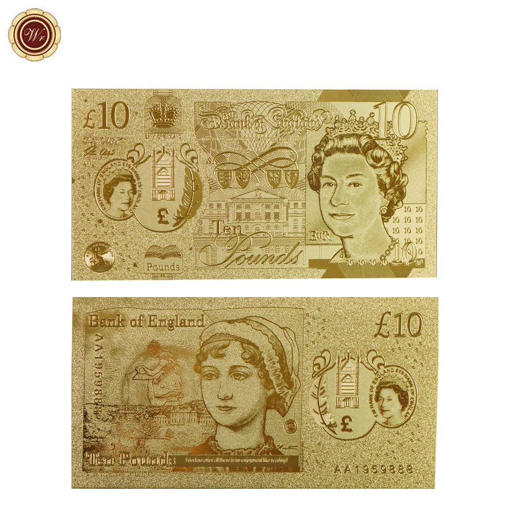 2021 Hot Sale Custom Collection Gift Gold Plated 10 Pound Pure Gold Euro Banknote