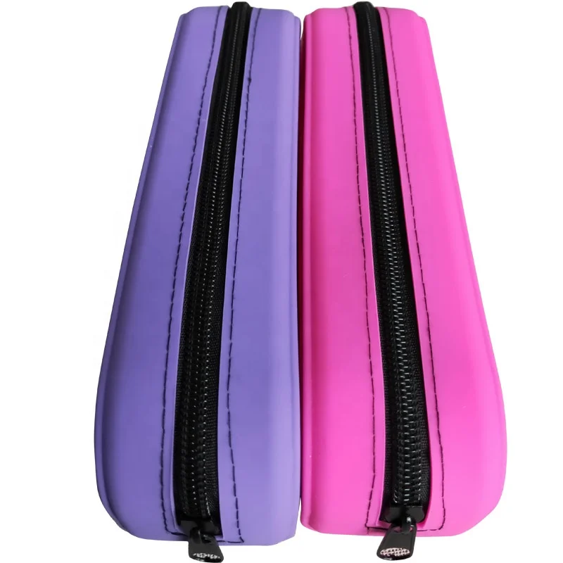 Custom Silicone School Pencil Case Pencil-box With Nylon Zipper for Students Soft pencil bag