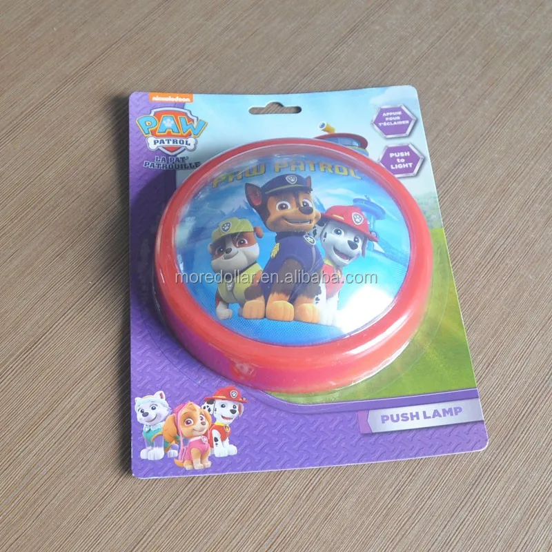 Cartoon image LED push click light round shape AA battery plastic touch light