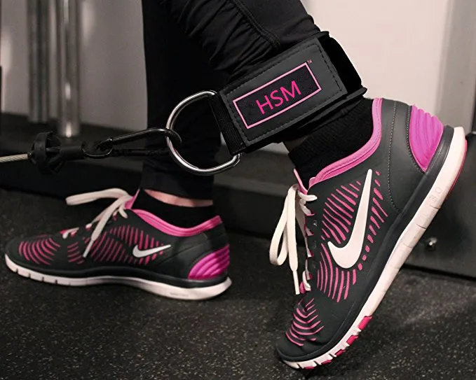 2020 christmas gift gym fitness hip band with padded cable ankle straps for cable machine tube resistance bands