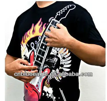 2023 fashion rock music guitar design LED T-shirt panel,el tee panel