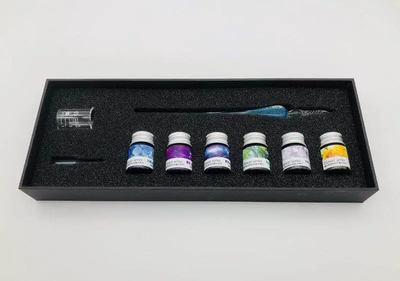 2019 The Glass Dip Pen with Color Ink for Calligraphy Gift Box