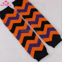 Wholesale Halloween Costume Holiday Leg Warmers Knitted Pattern Orange Black Chevron / Stripes / Dots Halloween Baby Leg Warmers
