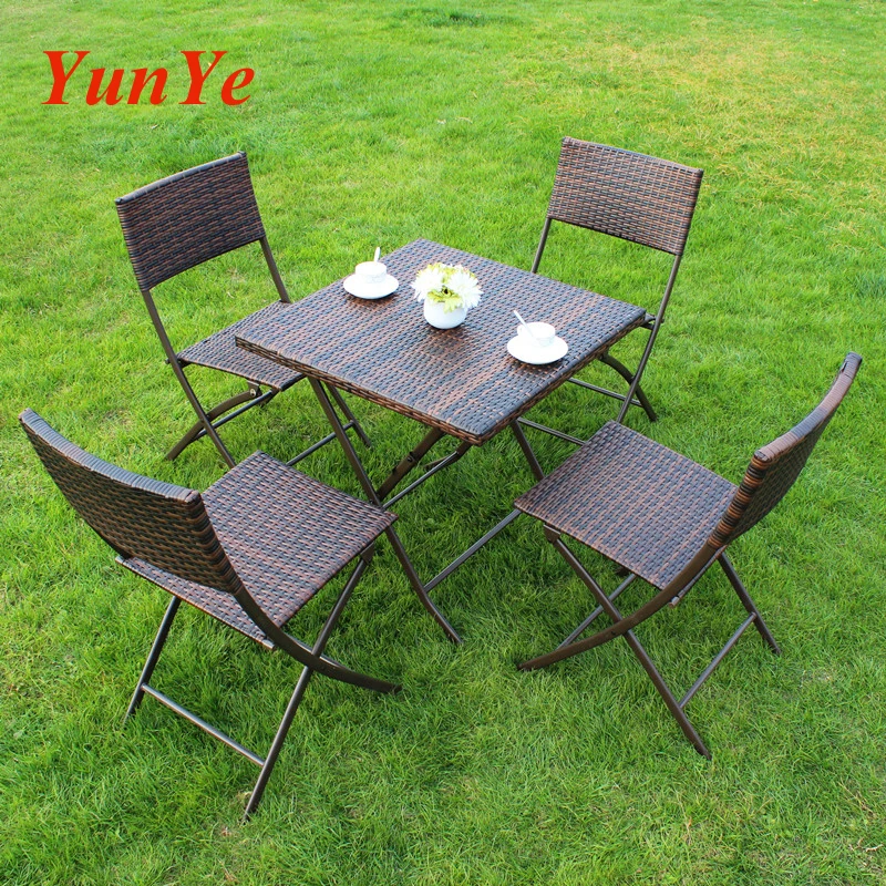 Factory directly outdoor furniture garden foldable table patio fold table balcony pool bistro coffee ship rattan wicker chair