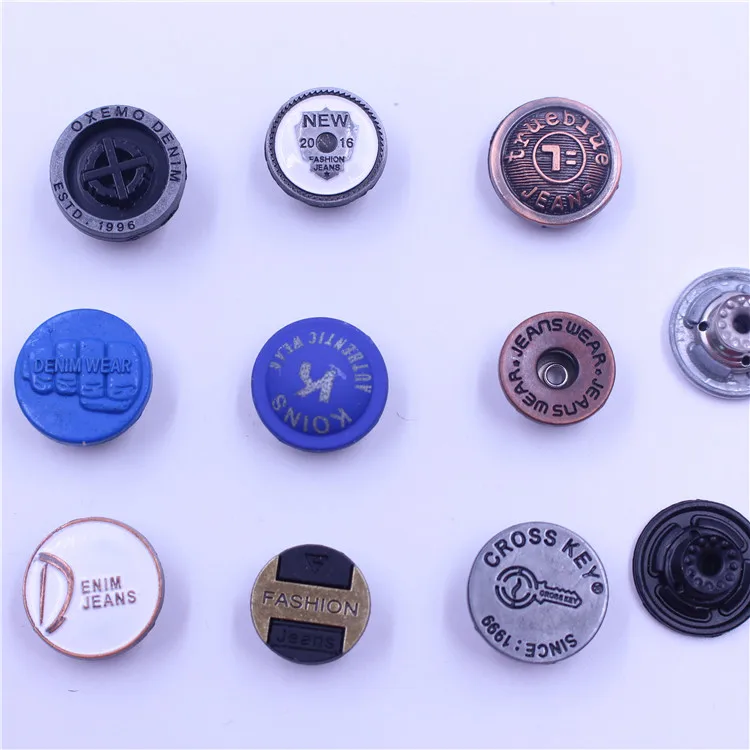 Custom 18mm Zinc Alloy Light Gold Flatback Metal Clothing Buttons For Jeans/Jackets