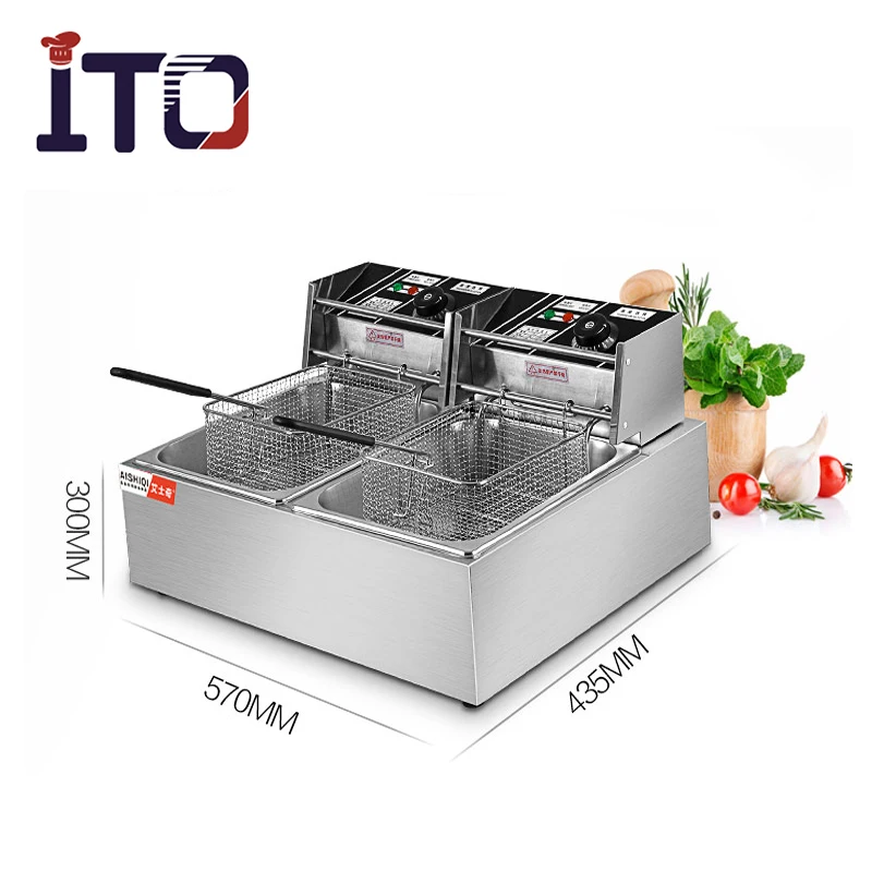 Commercial  Hot Sale Large Capacity 2 Basket Electric Deep Fryer Machine