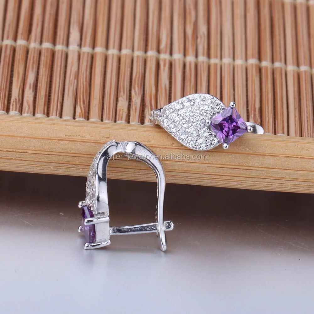E116 2020 new style design 925 Sterling Silver English lock Earring for Women CZ Diamond Earring Jewelry