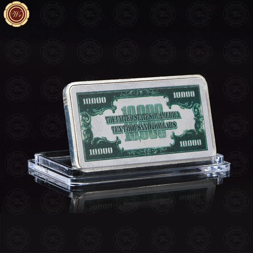 WR Home Accessory 10000 Dollar American Silver Bill Note Fake Bar Quality 999.9 Silver Bars