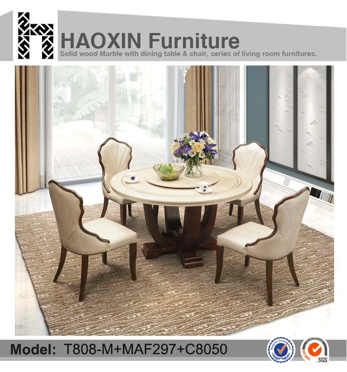 Round table and chair, round marble dining table set