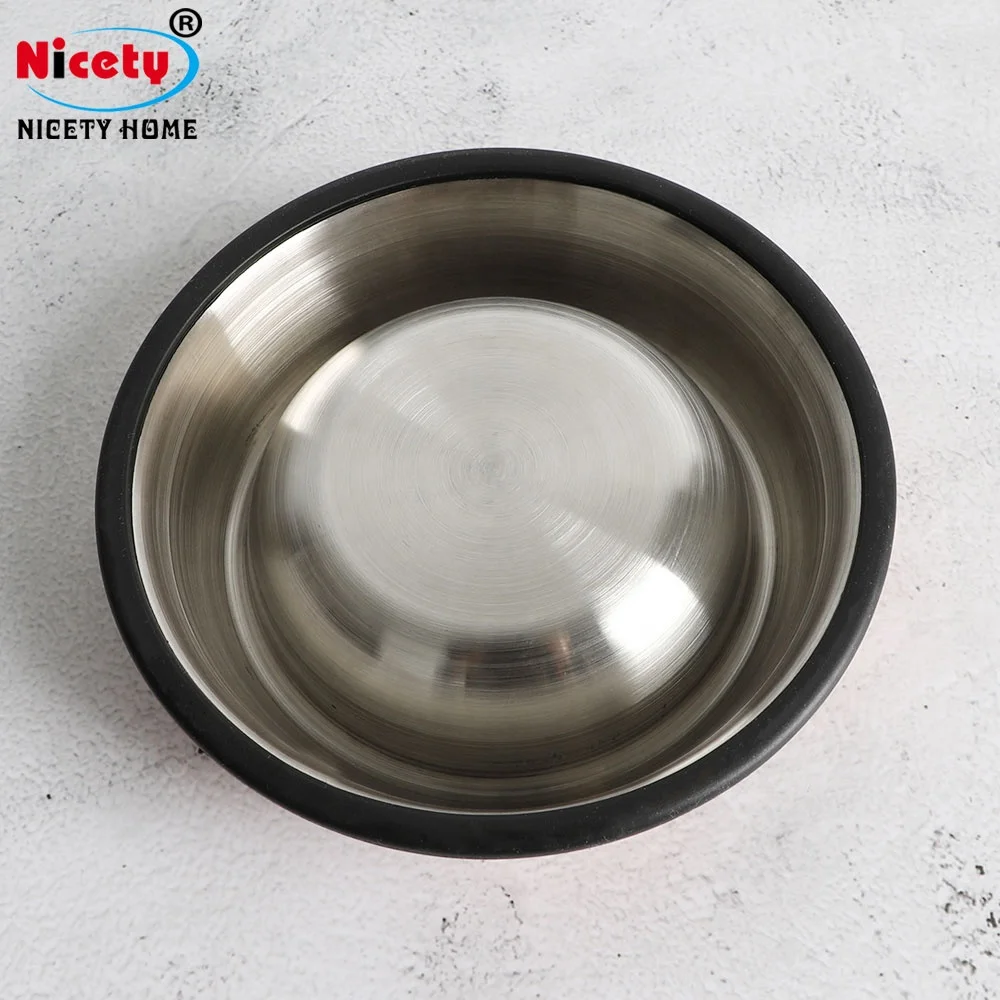 pet products stainless steel 201 cat feed food bowl 15cm 5.91inch silicone ring base feeding bowl for cat and puppy dog bowls