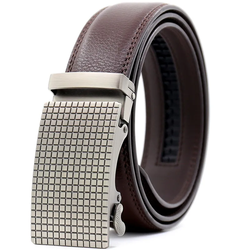 Men Custom ODM Genuine Leather Ratchet Dress Belt With Automatic Click Buckle