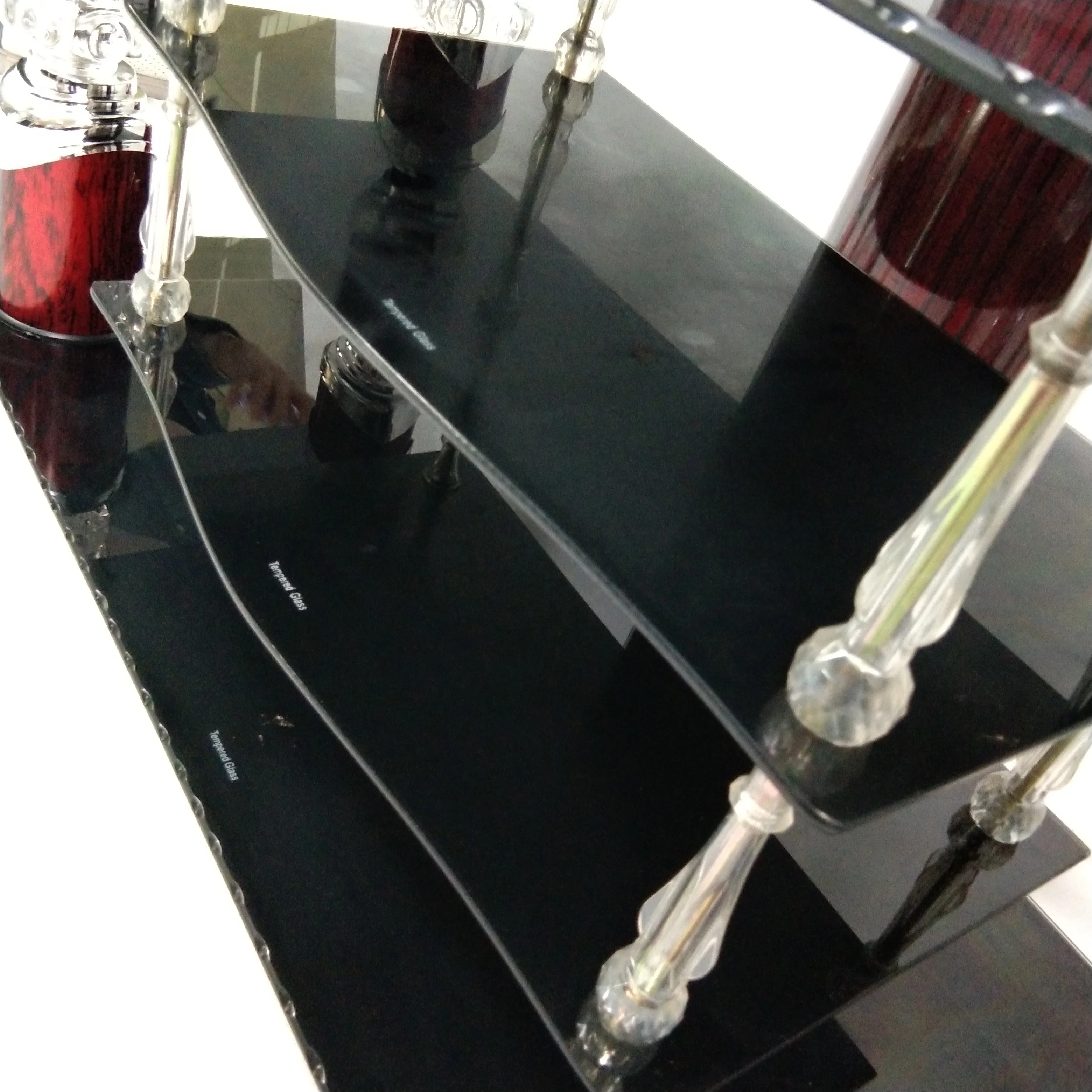 
Foshan factory direct sell glass TV cabinet with metal TV rack 