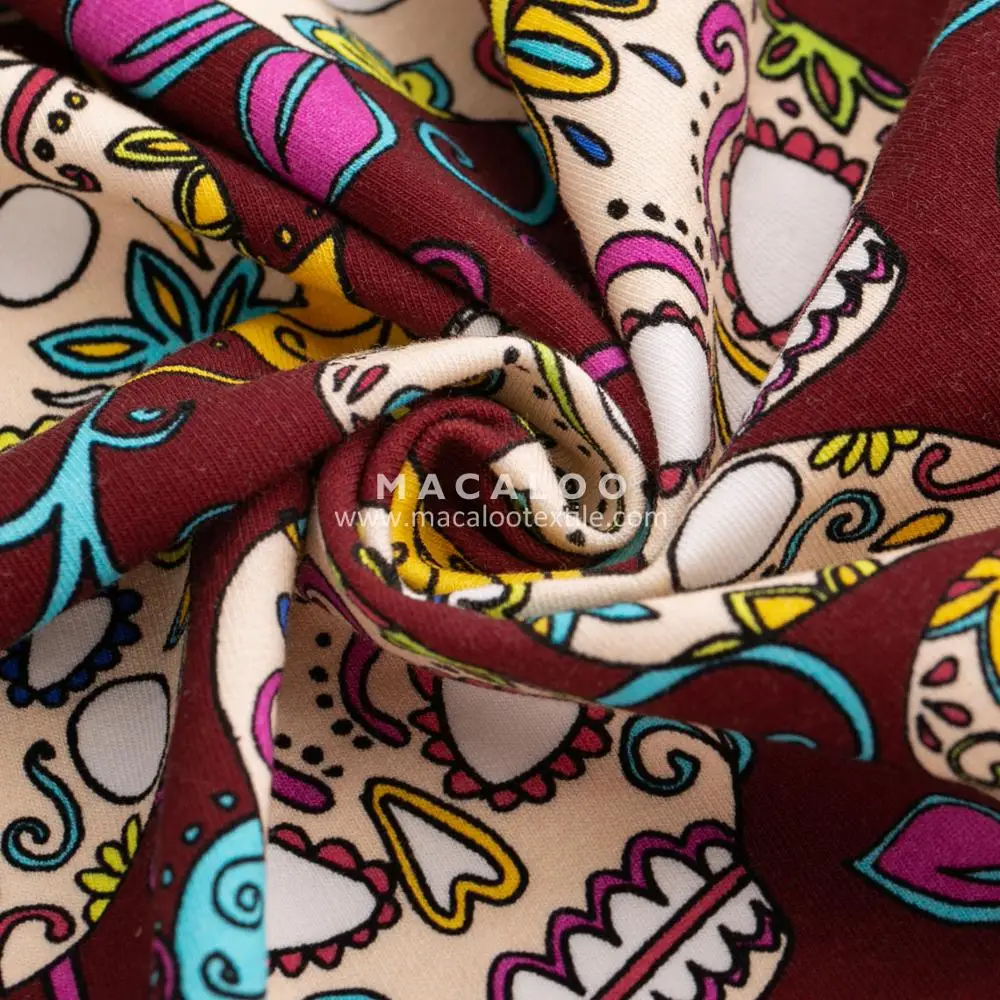 Digital print french terry cotton spandex blend fabric for hoodie