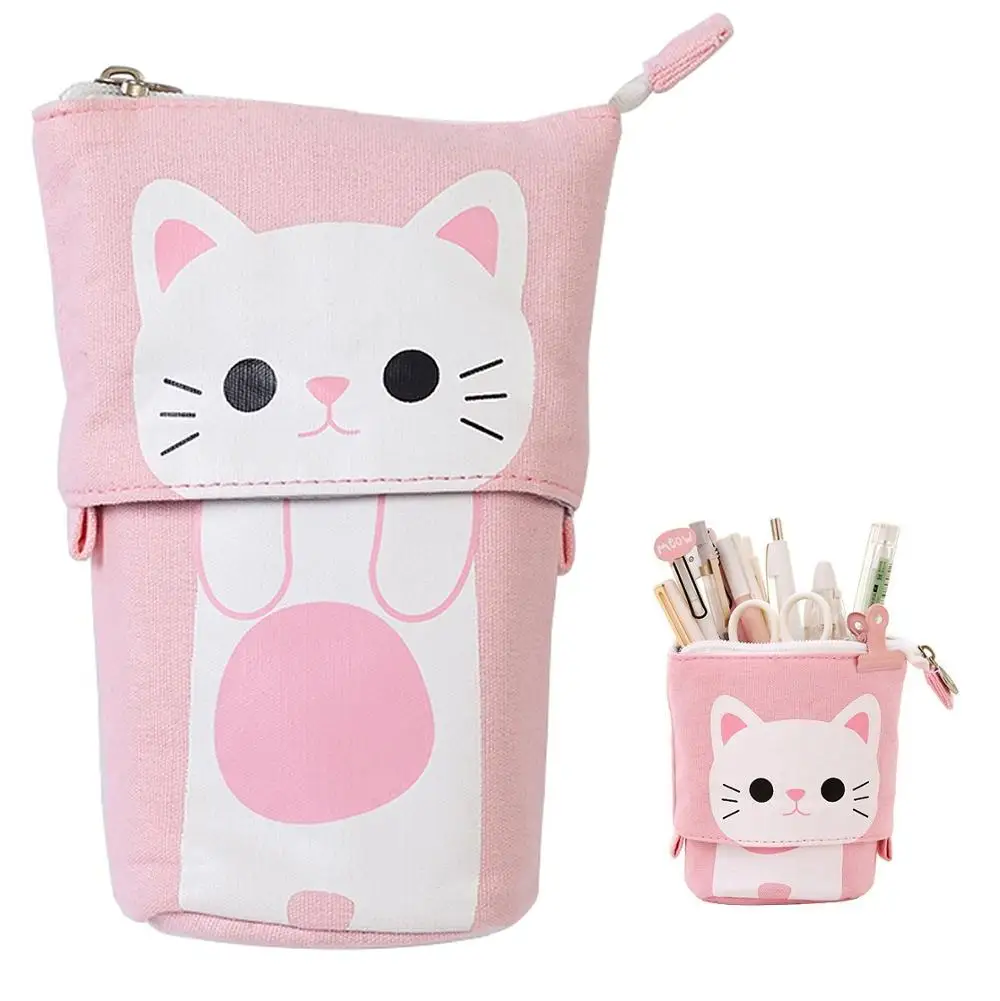 Telescopic Wholesale Kids Cartoon Lovely Custom  Organizer Box For School Girls Children Kids Pencil Case Pink Bag