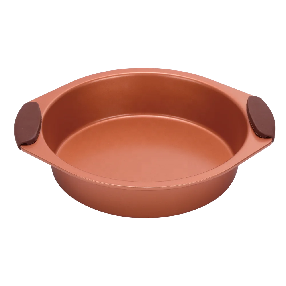 Baking dish bakeware sets with silicone handles and copper