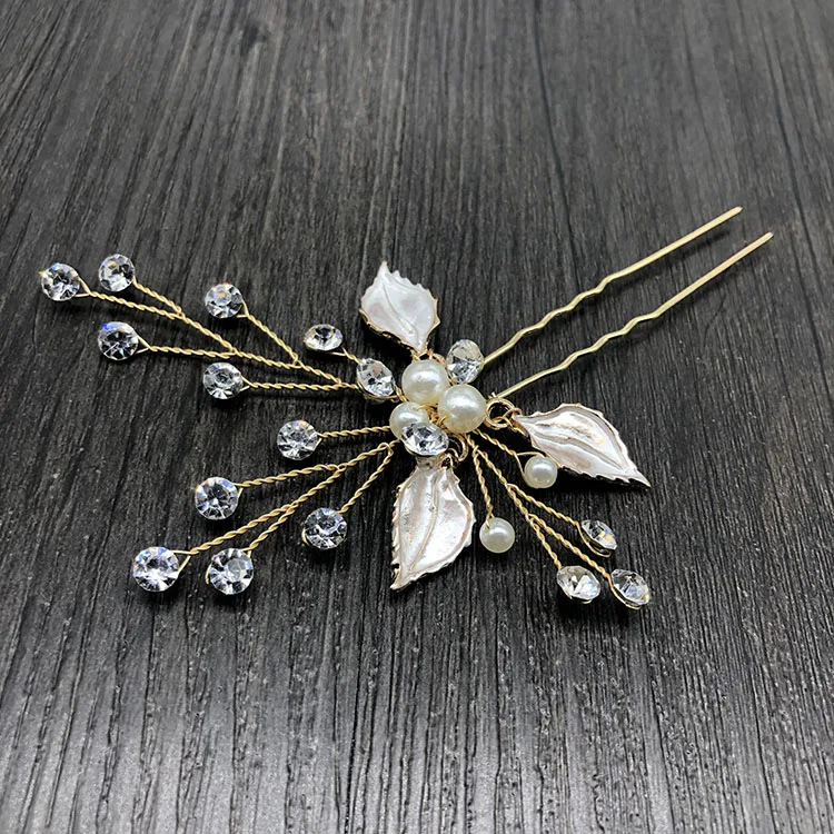 Женские гребни для волос SHSS2021, свадебные украшения для волос с золотыми листьями и жемчугом
