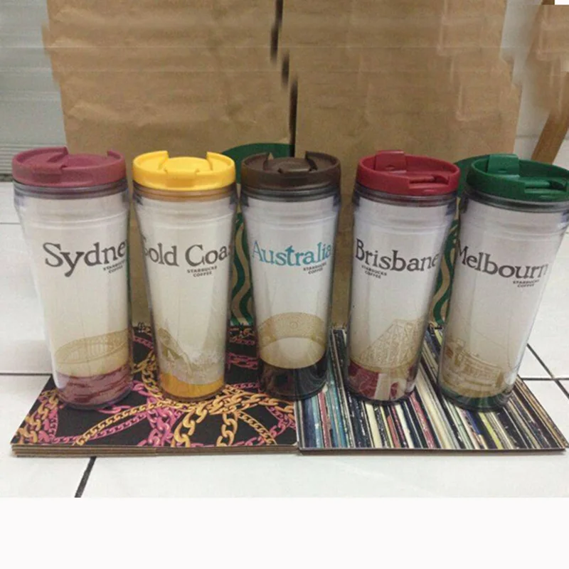 wholesales double wall plastic insert paper travel mug, bpa free photo insert travel mug with custom logo,16oz paper mug