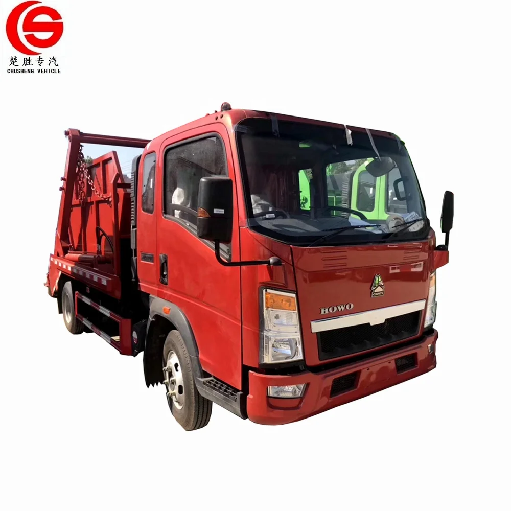 HOWO 4x2 6x4 small 3M3 mobile skip loader garbage Vehicle Swing Arm Garbage Compactor Truck