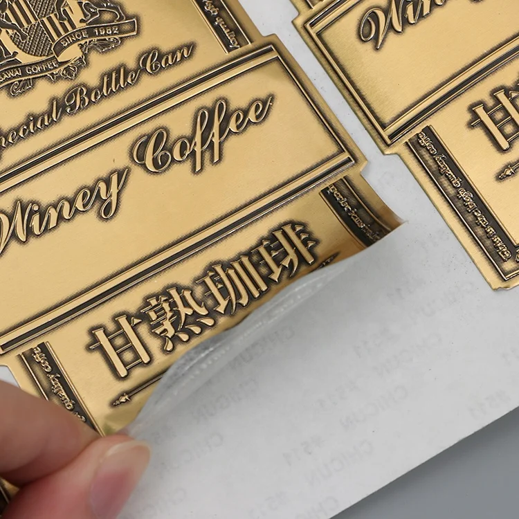 Personalized Embossed Self Adhesive Wine Bottle Label Printed Aluminum Labels