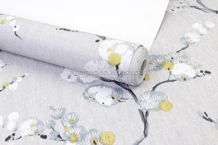 Chinoiserie Elegant Ink Plum Blossom Design Non Woven Bedroom Wallpaper