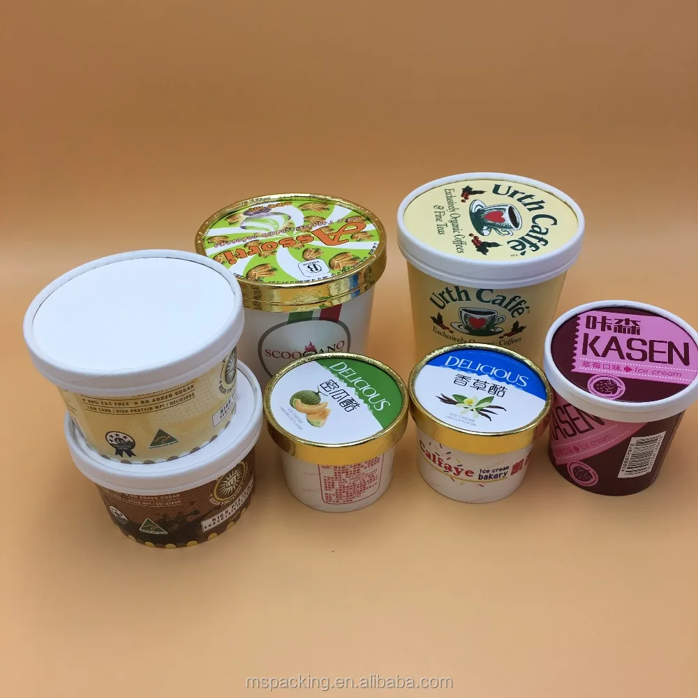 Food Grade Custom Printed  8oz 12oz 16oz Paper Frozen Yogurt Cup