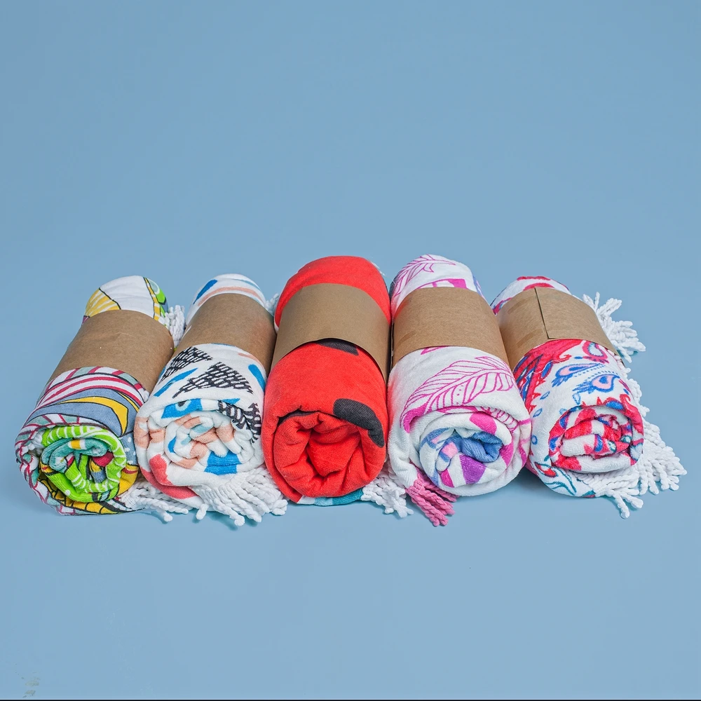 
China Supplier 100% Cotton Velour Watermelon Round Beach Towel 