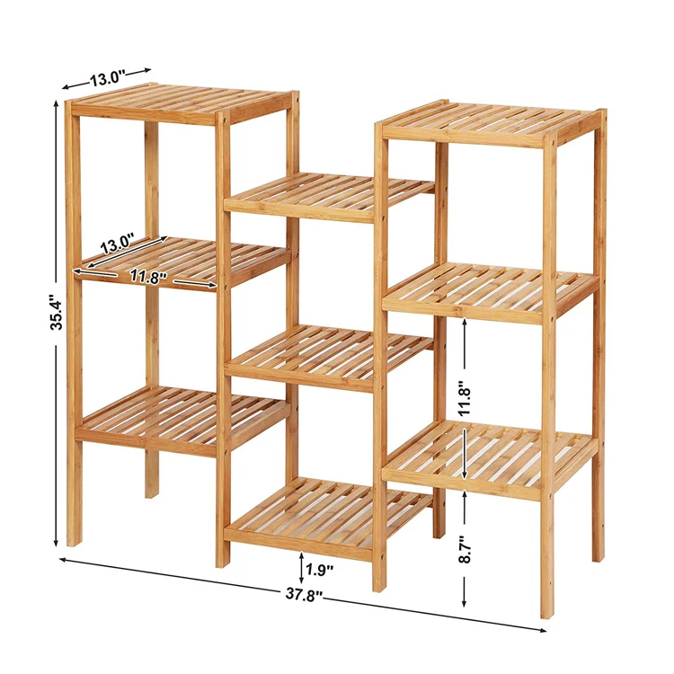 3 tier assemble bamboo wood garden pot rack flower plant stand