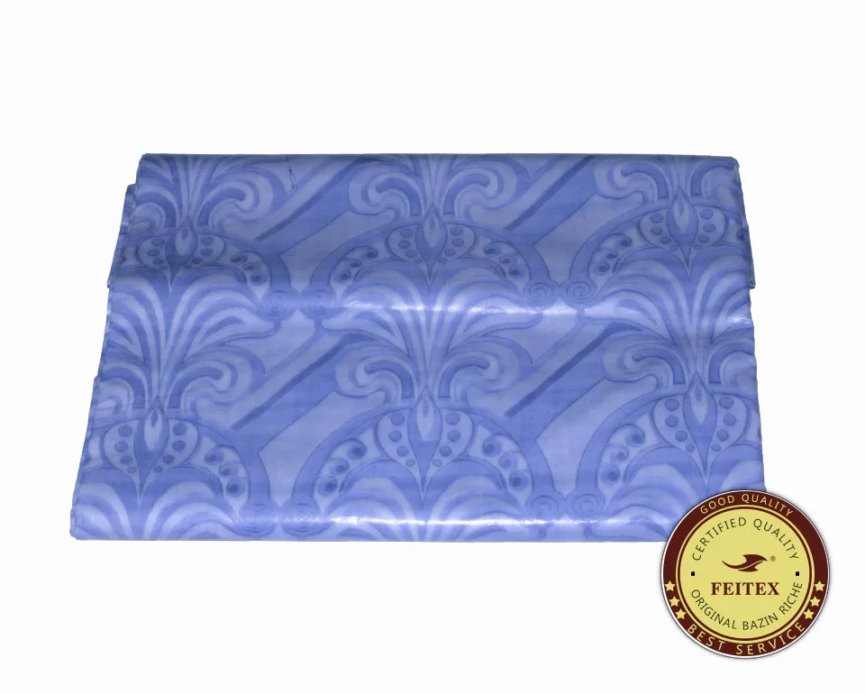 Trade Assurance order Top Quality Sky Blue West African Fabric Fashion Abaya Guinea Brocade Damask Shadda Bazin Riche
