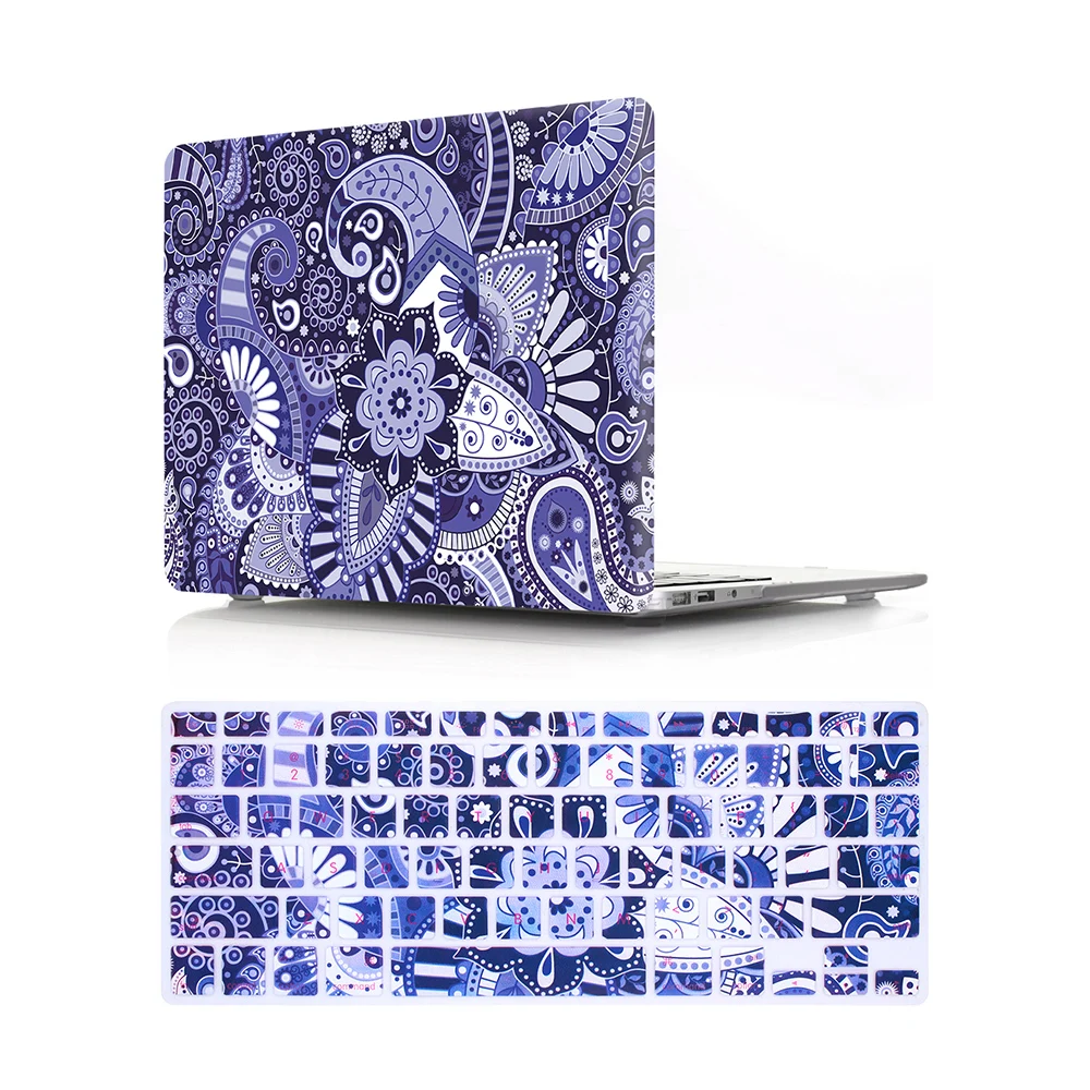 2 in 1 Laptop Case and Keyboard Cover Flower Design Hard Plastic Case Keyboard Cover For Mac air pro retina 13 15 16 inch A2179