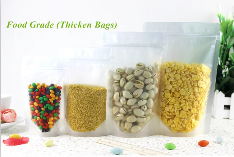 Frosted Clear Plastic Zip Lock Packing Bag Stand Up Pouch Resealable Doypack Zipper Food Coffee Storage Packaging Bag