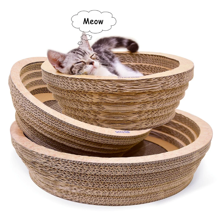 Bowl shape multi size cat scratcher toys corrugated paper cat bed