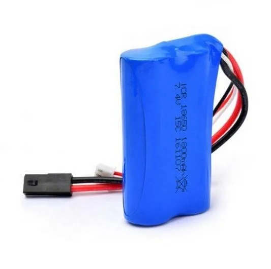 Li ion Battery Packs ICR18650 2S1P 7.4V 1800mAh 2 Single Cells Deep Cycle 15C High Continuous Discharge Rate for Power Tools, RC