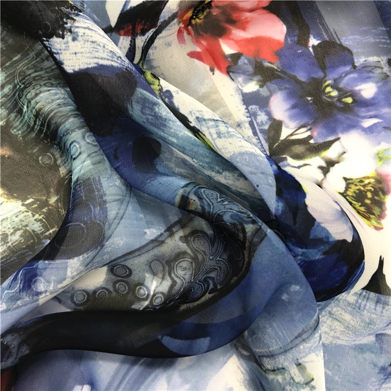Фабричная шифоновая ткань с цифровым принтом высокого качества