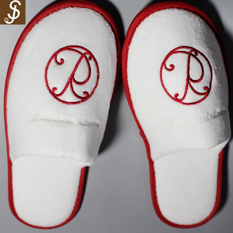 S&J 100% Cotton Hotel Fitness Slipper Disposable White Simple Slippers Guestroom Slipper