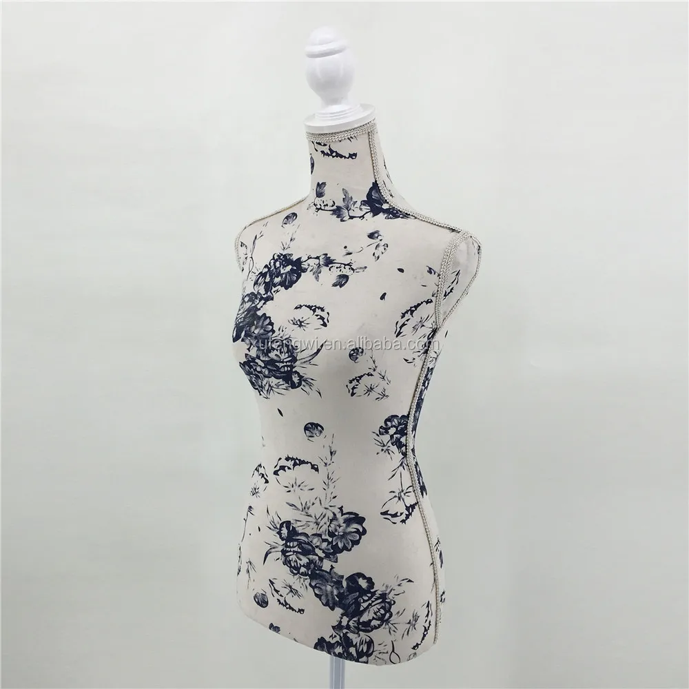 Light Durable Styrofoam Fabric Mannequin Dress Form On White Tripod Stand