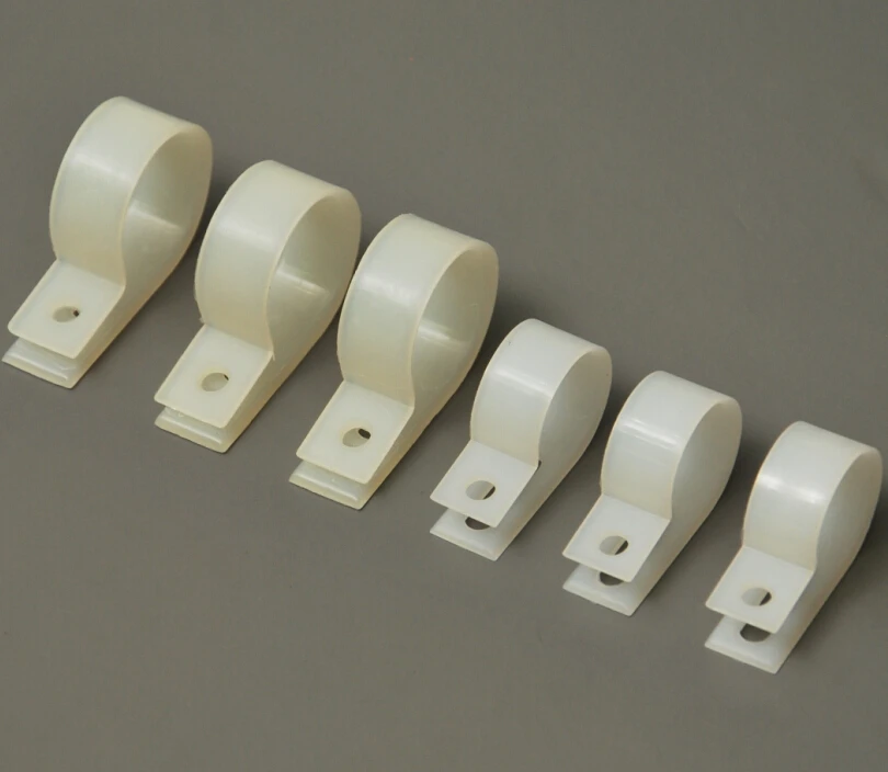 Nylon PA66 Material White Color R Type Wire Strap Cable Clamp