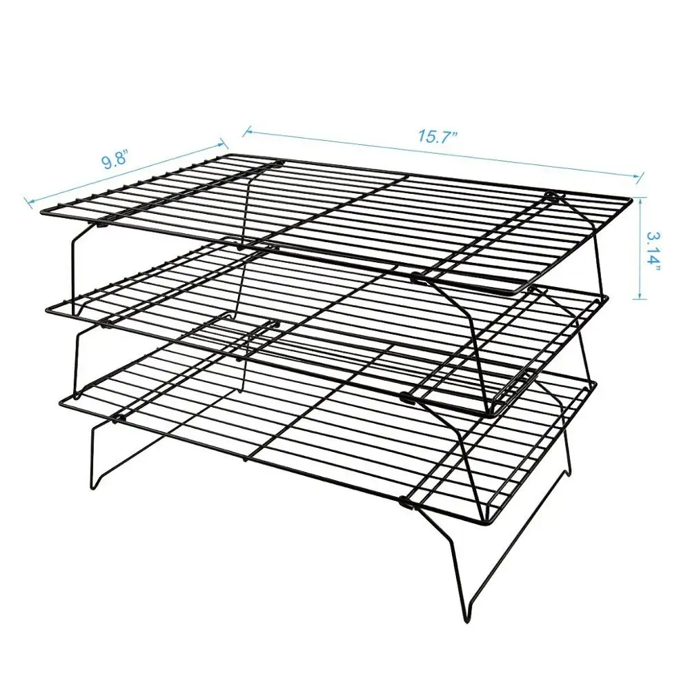 3 tier Stainless Steel wire metal bread cookie food Wire Baking Cooling Rack for bakery