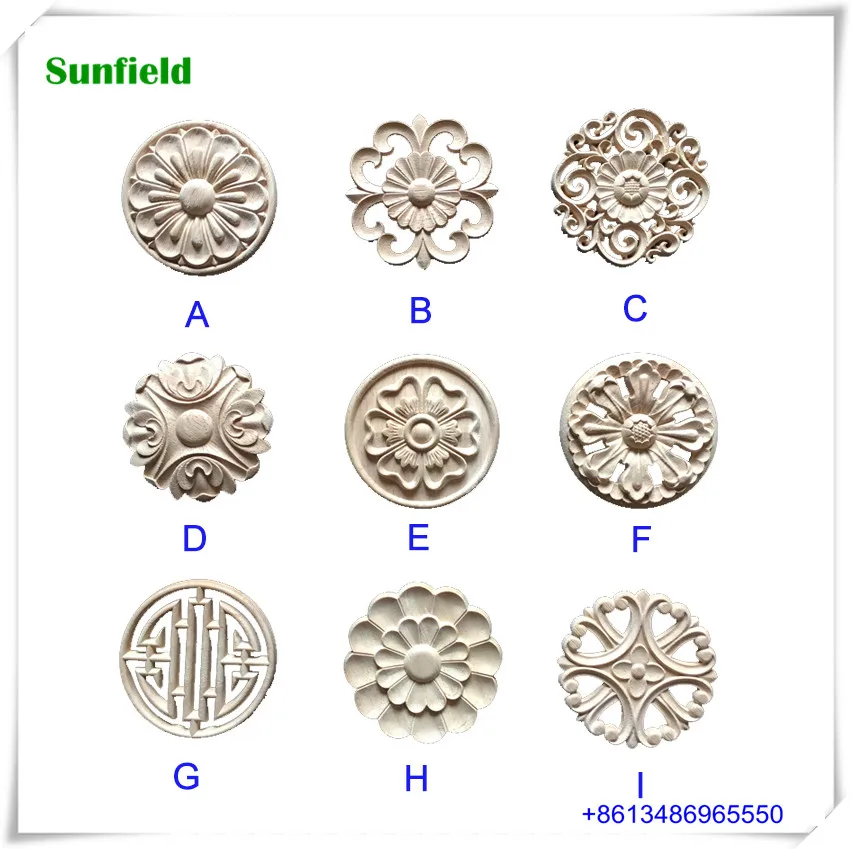 
Rubber decorative furniture onlays wood carving appliques 